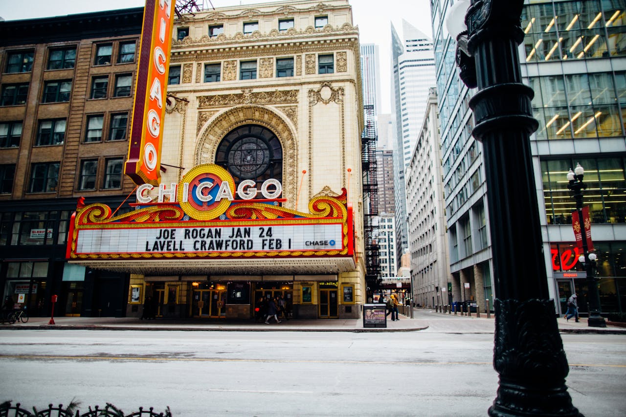 Broadway theater district marquees in New York City